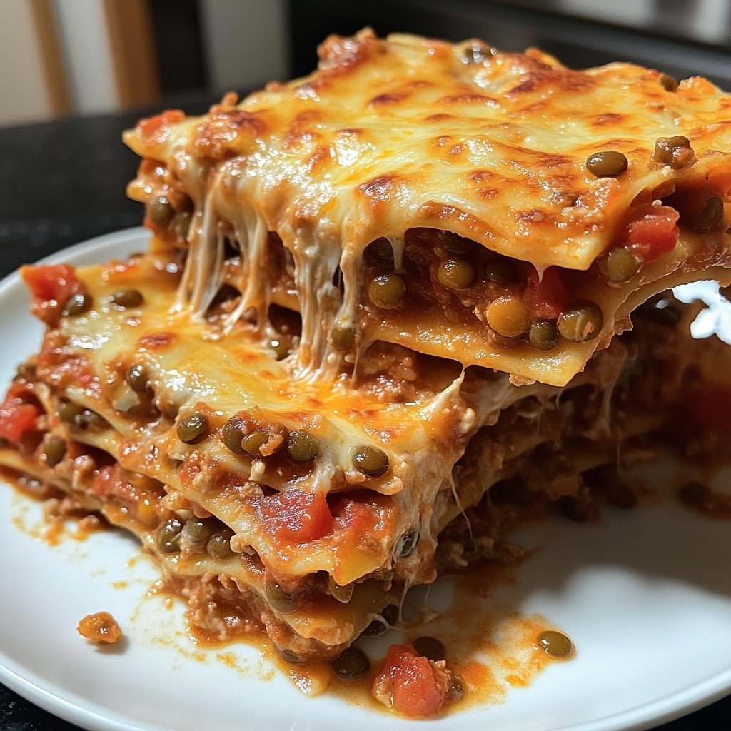Lasagne mit Tomaten-Linsen-Sauce