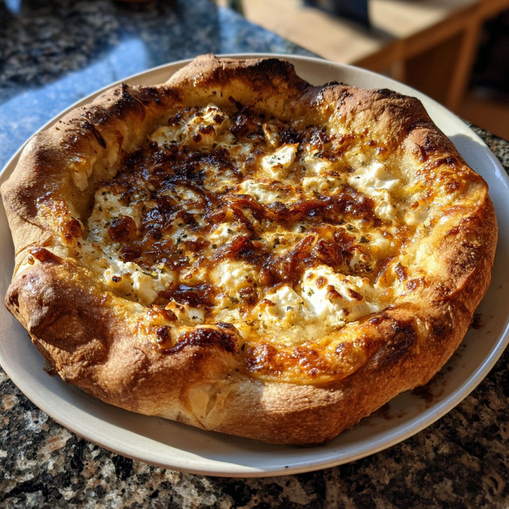 Pizza mit Ziegenkäse und Honig