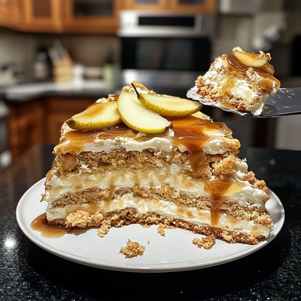 Birnen-Karamell-Käsekuchen-Torte