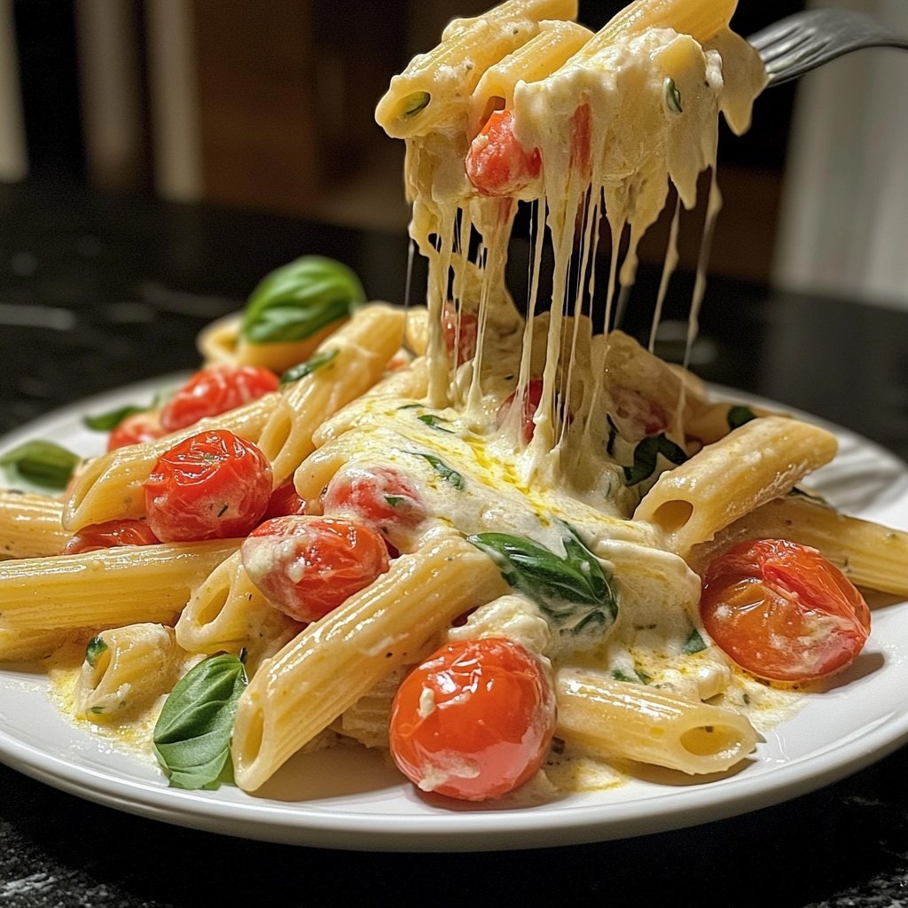 Penne mit Tomaten und Mozzarella