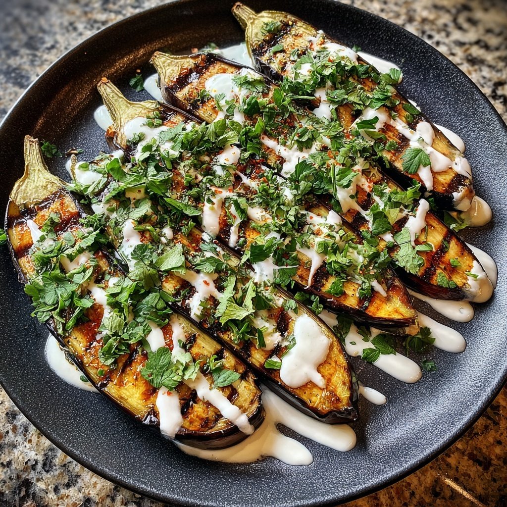 Gegrillte Auberginen Mit Joghurt Dip
